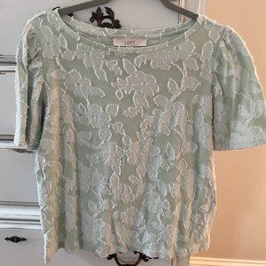 Loft Soft Green T-Shirt with Flower Embossing